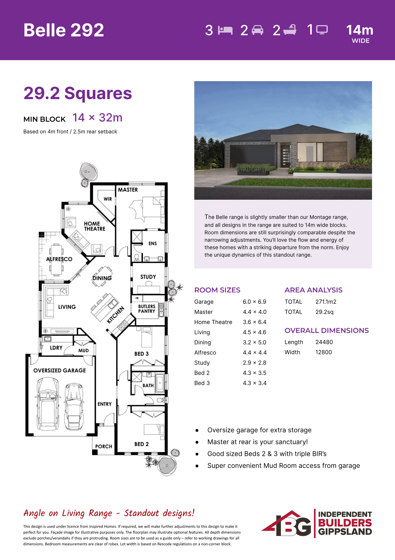 Belle 292 (Left) plan preview